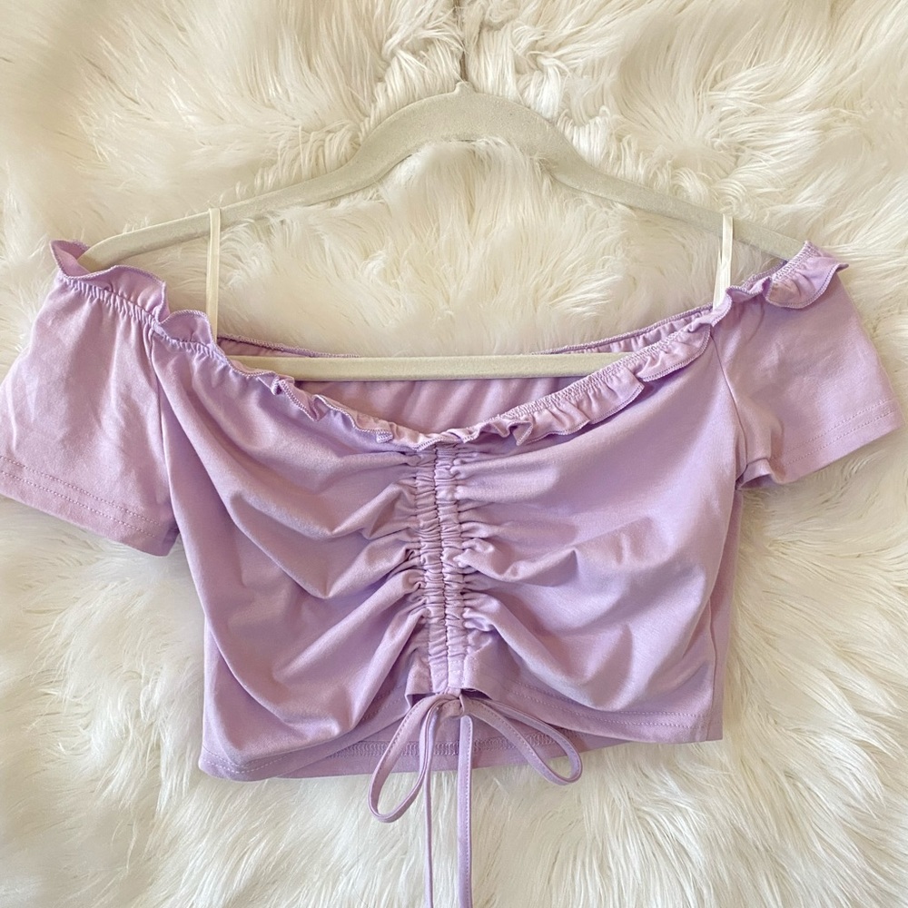 Purple, ruched, purple crop top